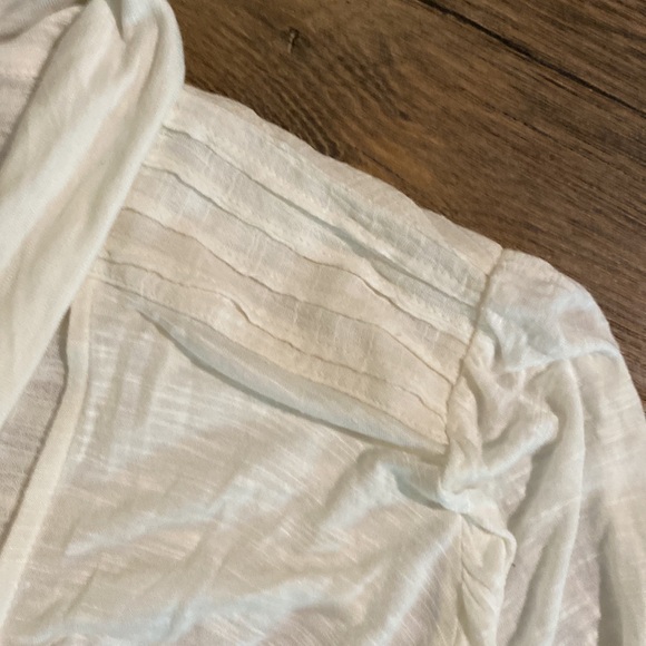 Free People || ‘Bridgette’ Tunic Top Dress Ivory Tie Neck, Lace Up Sleeve - Picture 8 of 11